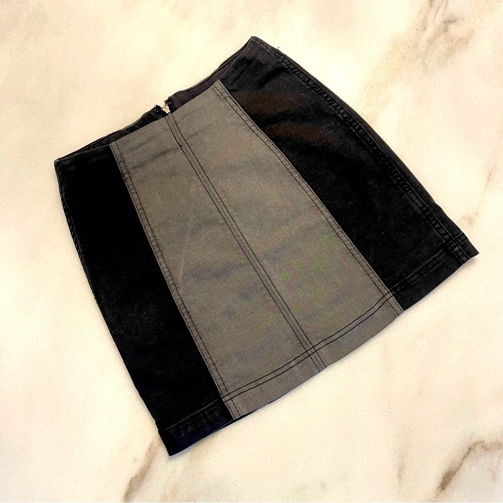 Free People Paneled Stretchy Denim Mini-Skirt
